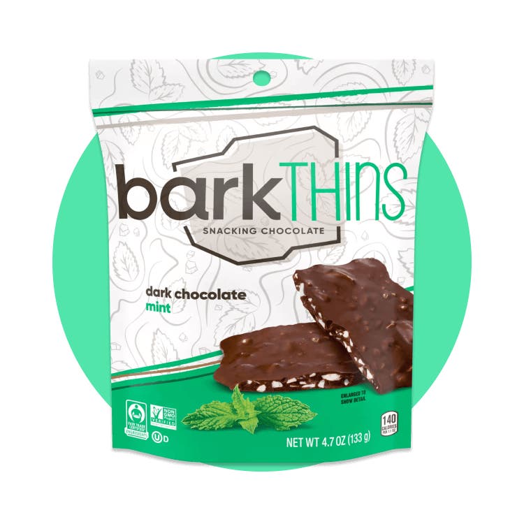 bag of barkthins dark chocolate mint snacking chocolate