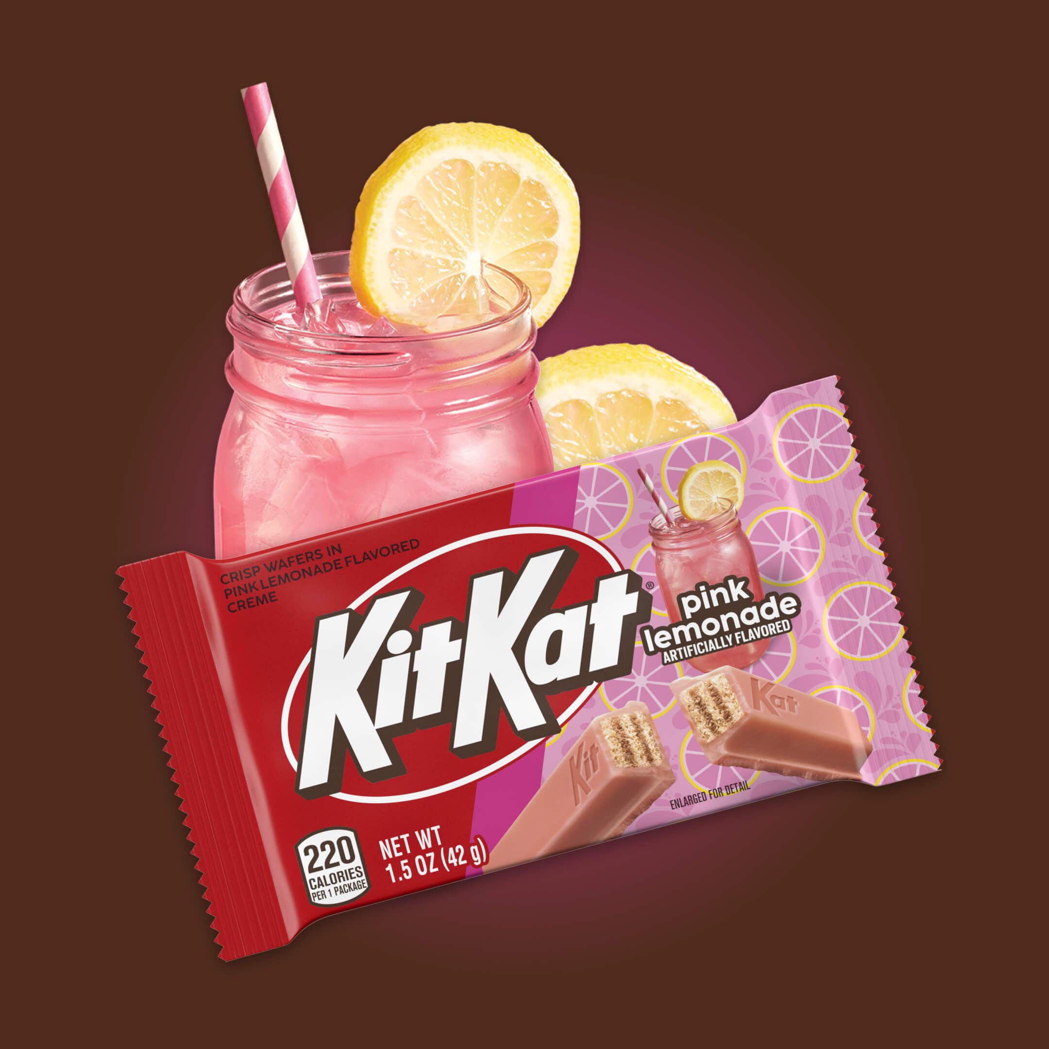 pink lemonade flavored kit kat bar packaging