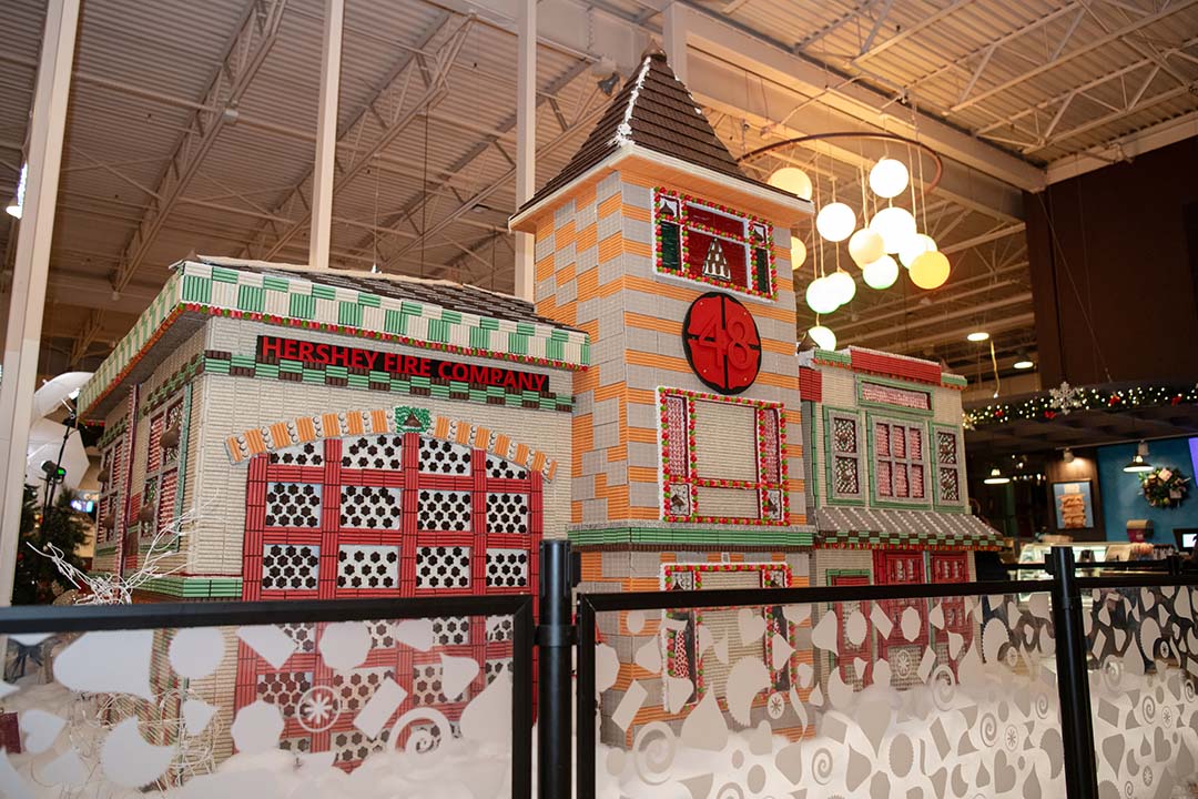 hershey fire company building sculpture made out of unwrapped hersheys candies