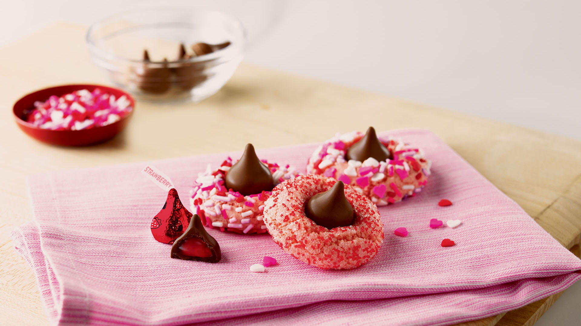 pink strawberry blossom cookies